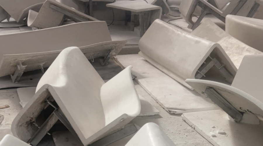 武汉商场水磨石GRC坐凳造型工程