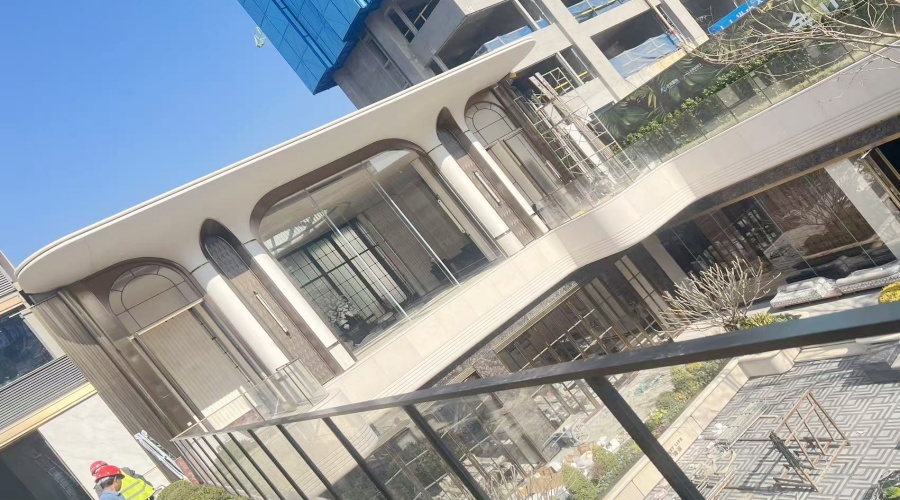 福建江湾道售楼部水磨石UHPC柱子造型工程案例 福建江湾道售楼部水磨石UHPC柱子造型工程案例