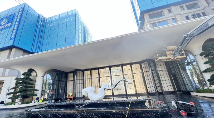 福建江湾道售楼部水磨石UHPC柱子造型工程案例 福建江湾道售楼部水磨石UHPC柱子造型工程案例