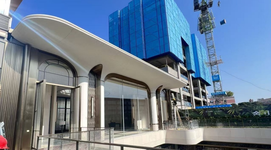 福建江湾道售楼部水磨石UHPC柱子造型工程案例 福建江湾道售楼部水磨石UHPC柱子造型工程案例