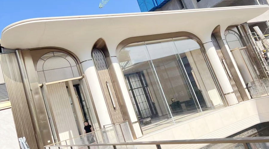 福建江湾道售楼部水磨石UHPC柱子造型工程案例 福建江湾道售楼部水磨石UHPC柱子造型工程案例